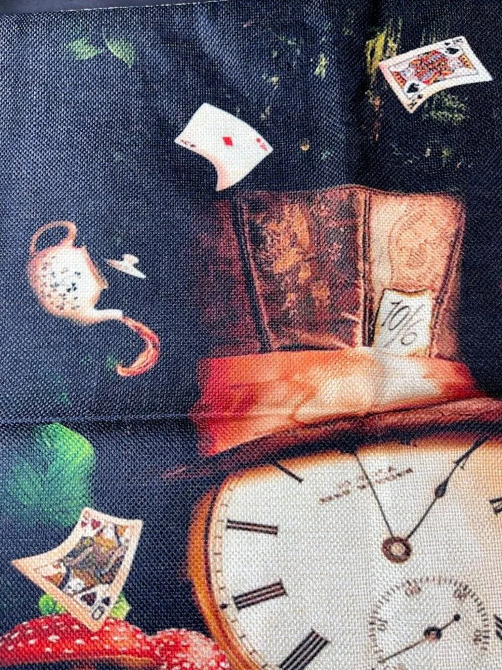 Alice Wonderland Accent Pillowcase Clock Rabbit Throw Pillow Cushion Cover Decor